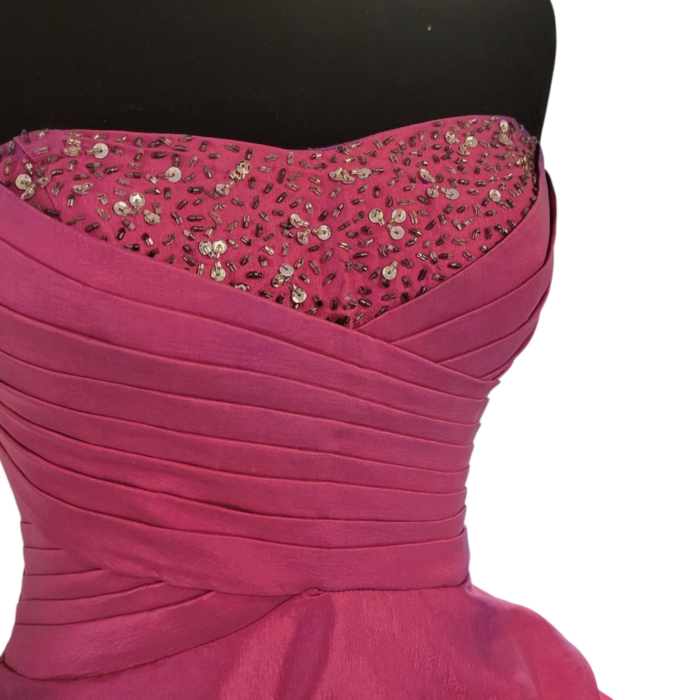 Fiesta Party Bombshell Pleated Draped Corset Pink Purple Taffeta Dress size S - Picture 6 of 10